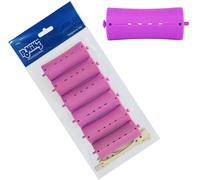 PONIK'S PROFESSIONAL Rulli per permanente, set di rulli per permanente, 34 mm, 6 pezzi, con elastici rotondi, viola