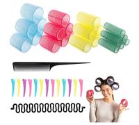 PONIK'S PROFESSIONAL Set di 38 bigodini (20/32/44/56 mm) con clip, arricciacapelli senza calore, per capelli corti e lunghi