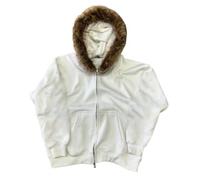 Ponitrack - Felpa con cappuccio unisex, con cerniera, stile anni 2000, con pelliccia, cappuccio, grunge, leggera, vintage, corta, Y2K, abbigliamento streetwear, C, Large