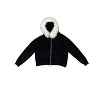 Ponitrack Felpa unisex con cappuccio da uomo con cappuccio in pelliccia Grunge anni 2000 leggera vintage corta felpa Y2k Streetwear, B, Small