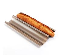 PONIXA Teglia da forno antiaderente per baguette francesi, perforata, in acciaio al carbonio (2 Baguettes)