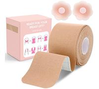 Ponizno Copri Capezzoli, Petalo del Seno Rosa Nylon S, 5 cm x 5 m, Reggiseno Adesivo Push Up Invisibile