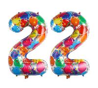 Ponmoo Foil Palloncini Numeri 22 Multicolore 40" (101cm), Gonfiabili Elio o Aria, Gigant Numero 0-9, 10-29, 30-100, Granda Palloncino per Anniversario, Decorazione Feste di Compleanno
