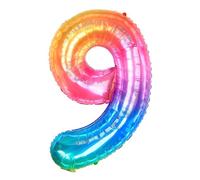 Ponmoo Foil Palloncini Numeri 9 Neon Arcobaleno 40" (101cm), Gonfiabili Elio o Aria, Gigant Numero 0-9, 10-29, 30-100, Granda Palloncino per Anniversario, Decorazione Feste di Compleanno