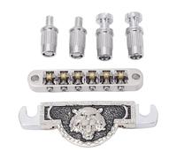 Ponte a rotelle per chitarra con motivo leone, 6 mm per ponte per chitarra elettrica per una migliore giocabilità e stile (argento)