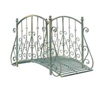 Ponte da giardino zen in metallo con sponde laterali di sicurezza, 60" di altezza, passerella decorativa ad arco for ruscello, laghetto for pesci, design antico con delicate volute floreali, facile da