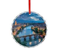 Ponte Degli Alpini al fiume Brenta Decorazione natalizia in cristallo da appendere ornamento rotondo pendenti per albero di Natale regali per feste