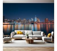 Ponte di Brooklyn Carta da Parati Fotografica Scena notturna di New York Poster Giganti da Parete 400 x 280 cm Soggiorno Divano TV Hotel a Tema Corridoio di Lusso Sfondo Dipinto Murale