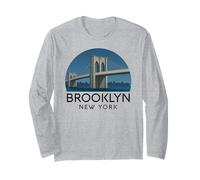 Ponte di Brooklyn, Retro, New York, Vintage, Skyline Città, NYC, NY Maglia a Manica