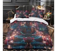 Ponte di Budapest copripiumino Set di biancheria da letto 3 pezzi stampa 3D con cerniera cerniera nascosta Paesaggio urbano ad acquerello copripiumino for coppie e adulti Super king（260x220cm）