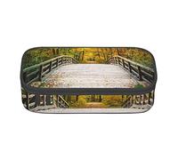 ponte di legno nel parco in autunno Astuccio speciale per ragazze, astuccio grande per matite grande astuccio per matite, astuccio portapenne per studenti con cerniera per scuola e lavoro d'ufficio