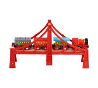 Ponte ferroviario sospeso per bambini - Set da gioco da ponte ferroviario in legno | giocattolo educativi | Layout del percorso con ponti in legno resistente | Giocattoli di apprendimento