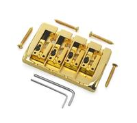 Ponte for basso a sella vintage bloccato a 4 corde, corpo da 92x54 mm, spaziatura tra le corde passanti, ponte fisso for basso da 19 mm, nero, oro, cromo(Gold)