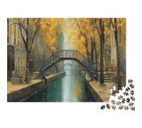 Ponte pedonale sul Canalee di Parigi in autunno,Puzzle Per Adulti 1000pcs (75x50cm),Giochi Di Sfida