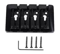 Ponte per basso in metallo ad alta massa a forma di L per basso elettrico a 4 corde, ponte con sella regolabile per una trasmissione del suono e un volume migliorati per i bassisti (Nera)