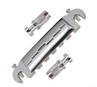 Ponte per chitarra avvolgente con ponte compensato per chitarra elettrica Epi LP, distanza tra le corde 52 mm, distanza tra i fori di 81,5 mm, metallo, con perni di fissaggio, argento (argento)