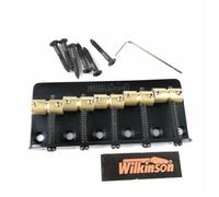 ponte per chitarra Set Cinque Ponti Per Basso Elettrico A 5 Corde Con Selle In Ottone Per Basso Jazz Di Precisione, Argento Cromato, Nero(Black)