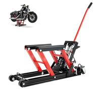 Ponte sollevatore per moto, 680 kg, idraulico con ruote, facile da usare, pieghevole, piattaforma di sollevamento (rosso)
