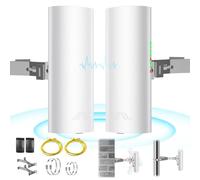 Ponte wireless da 5,8 G con staffa di montaggio a parete/palo - Estendi l'accesso a Internet Starlink all'aperto, ponti WiFi punto a punto da 2 miglia con adattatore PoE, confezione da 2