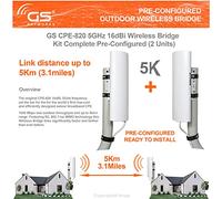 Ponte wireless da 5 GHz - Kit ponte 2 unità preconfigurato - P2P ad alto guadagno a lungo raggio 5 km (2 pezzi)