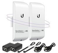 Ponte wireless LOCOM5 Pacchetto pre-programmato di 2 Ubiquiti Nanostation LOCO M5, ponte WiFi esterno punto a punto, Plugh and Play, 5GHz, 150+Mbps, 15+km Link Range Network Wireless Bridge.