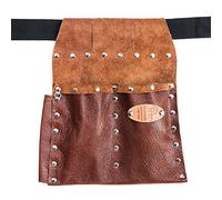 Ponteggio - Borsa in Vera Pelle, Colore Marrone, Rivetti Cromati, Cintura Inclusa