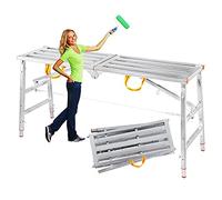 Ponteggio pieghevole portatile, piattaforma di lavoro regolabile in altezza con cuscinetti antiscivolo per la riparazione del soffitto, pittura e manutenzione domestica