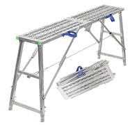Ponteggio regolabile in altezza, resistente piattaforma di lavoro in acciaio zincato con gradini antiscivolo, sgabello pieghevole, 180 cm, sicuro e robusto per uso domestico e professionale
