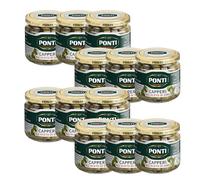 Ponti, Capperi all'Aceto di Vino, Ottimo Antipasto Ideale per Realizzare Ricette Classiche e Saporite, Ideale anche per Arricchire Insalate, 100% Made in Italy, 12 Vasi da 95 g