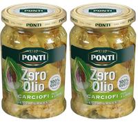 Ponti, Carciofi Zero Olio, Carciofini a Spicchi con Pepe e Limone, Ideali come Aperitivi, Antipasti e Contorni Senza Grassi, 100% Made in Italy, 300 g (Confezione da 2)