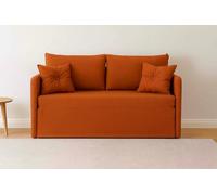 Ponti Divani Divano Letto -Compact- Convertibile, stile Moderno e compatto, Struttura con Materasso Integrato 120x195 rete a doghe ortopedico colore (BIANCO) (Arancione)