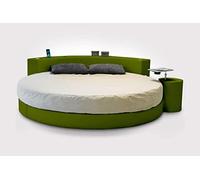Ponti Divani - Letto Rotondo Modello Cristal Hi-tech - Materasso in Memory Foam Sfoderabile - Rivestimento in Ecopelle o Tessuto - Garanzia Made in Italy (Tessuto, Verde)