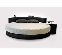 Ponti Divani - Letto Rotondo Modello Cristal Hi-tech - Materasso in Memory Foam Sfoderabile - Rivestimento in Ecopelle o Tessuto - Garanzia Made in Italy (Tessuto, Nero)