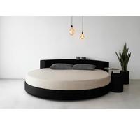 Ponti Divani - Letto Rotondo Modello Cristal Hi-tech - Materasso in Memory Foam Sfoderabile - Rivestimento in Ecopelle o Tessuto - Garanzia Made in Italy (Ecopelle, Nero)