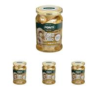 Ponti, Funghi Prataioli Zero Olio, Funghi Champignon Senza Grassi, Ideali per Aperitivi e Antipasto, Tanto Gusto e Leggerezza, 100% Made in Italy, 300 g (Confezione da 4)