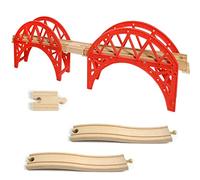 Ponti in legno, 2 ponti sospesi, accessori per binari in legno, binari per treni in legno, binari per treni compatibili con tutte le principali marche, giocattoli in legno per ragazze e ragazzi