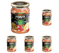 Ponti, Insalatina di Verdure all'Aceto di Vino, Fresco Mix di Verdure Croccanti, Condimento Ideale per Insalate di Verdure o come Antipasti, 100% Made in Italy, 290 gr (Confezione da 5)