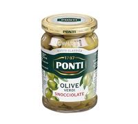 Ponti, Olive Verdi Snocciolate, Ideali da Aggiungere ad Insalate e Pizze, Ottimi anche come Antipasto, dal Sapore Ricco e dalla Consistenza Succosa, 100% Made in Italy, 290 gr