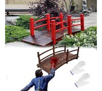 ponticello da giardino Ponte Da Giardino Decorativo In Legno Fai Da Te Con Guanto, Passerella Rustica Ad Arco Con Ringhiere Laterali Per Esterni, Percorso Con Ponte Per Laghetto Con Pesci(180cm)