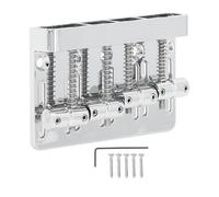 Ponticello e cordiera per basso elettrico a 4 corde, ponticello a sella fissa con piastra di base ispessita, sellette a barra rotonda regolabili per basso P e basso J, include (Argento)
