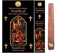 PONTIFICIO bastoncini incensi religiosi da 15 gr. PONTIFICAL Olibano Mirra Benzoino Storax FRAGANCES & SENS no tossico no lavoro minori + portaincenso (12 scatole da 15 gr.)