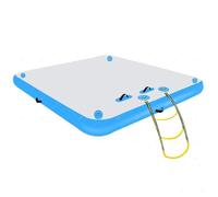 Pontile galleggiante gonfiabile, piattaforma gonfiabile, piattaforma gonfiabile da 5/8/10 piedi, zattera galleggiante per isola, piattaforma gonfiabile antiscivolo con scala rimovibile(Blue,300*180cm)