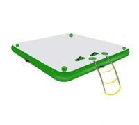Pontile galleggiante gonfiabile, piattaforma gonfiabile, piattaforma gonfiabile da 5/8/10 piedi, zattera galleggiante per isola, piattaforma gonfiabile antiscivolo con scala rimovibile(Green,150*180cm