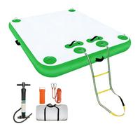 Pontile Galleggiante Gonfiabile, Piattaforme in PVC Resistente per Laghi e Piscine con scaletta di Corda e Borsa per Il Trasporto per Nuoto, Relax e attività acquatiche,Verde,5.9x9.9ft