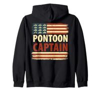 Pontoon Boat Capitan Bandiera USA Nautica Vela Marinaio Felpa con Cappuccio