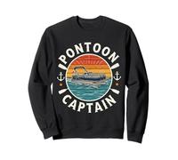 Pontoon Captain with Vintage Boat and Sunset Graphic Felpa