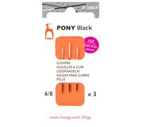 Pony Cucito a Mano Aghi : Nero Con Bianco Occhio - Glovers Misura 6/8