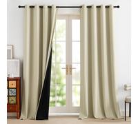 PONY DANCE 100% Tende Oscuranti per Interni con Anelli 2 Pezzi L 140 x A 260 cm Beige Chiaro Tende Termiche Isolanti per Soggiorno Curtains per Camera da Letto