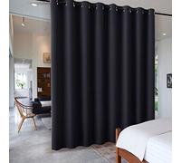 PONY DANCE Separe Divisorio Interno con Anelli Tenda Nera per Casa Tende Oscuranti Termiche Isolanti per Camera da Letto 1 Pannello L 457 x A 274 cm