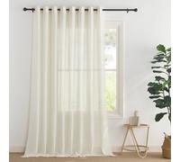 PONY DANCE Tenda Camera da Letto Semitrasparenti con Anelli Filtro Luce Tende Lino per Interni Moderne Curtain per Soggiorno e Salotto 1 Pezzo L 300 x A 245 CM, Crema